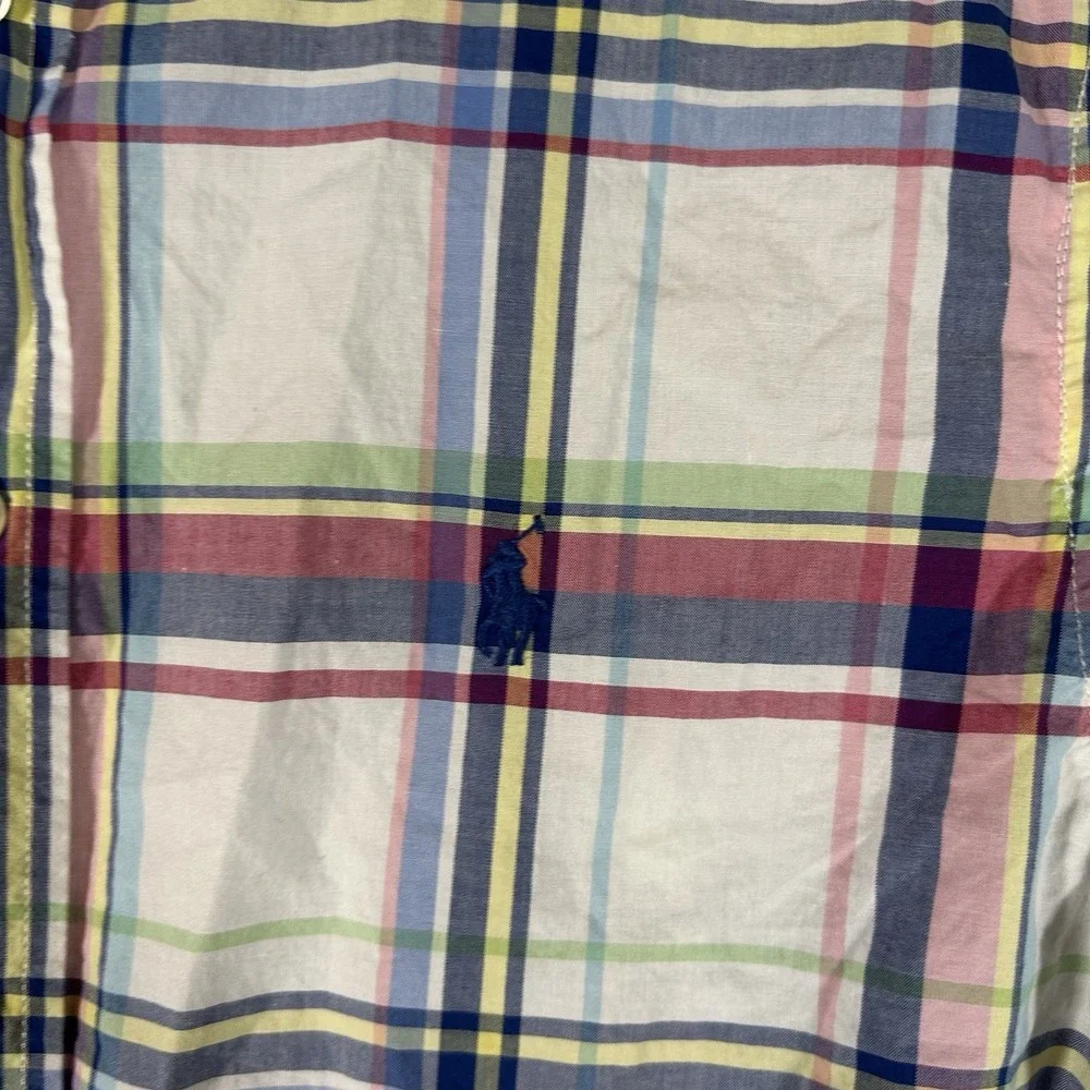 Ralph Lauren Boys L (14-16) Button‎ Down Shirt Multi Plaid Cotton